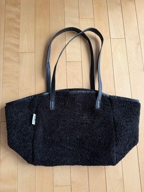 Neiman Marcus Sherpa black tote bag